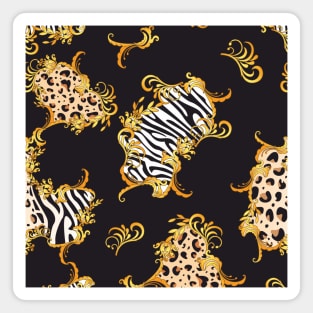 Animal skin texture with baroque floral pattern Magnet